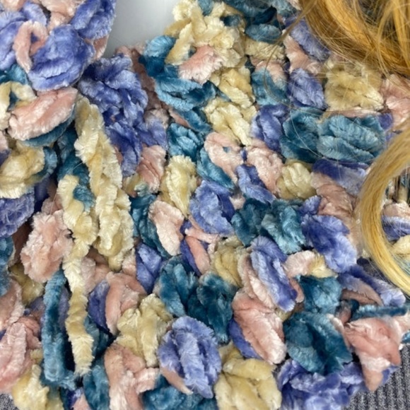 Handmade Crochet “Frosted Petals” Chunky Playful Multicolored Puff Cowl - Picture 3 of 4